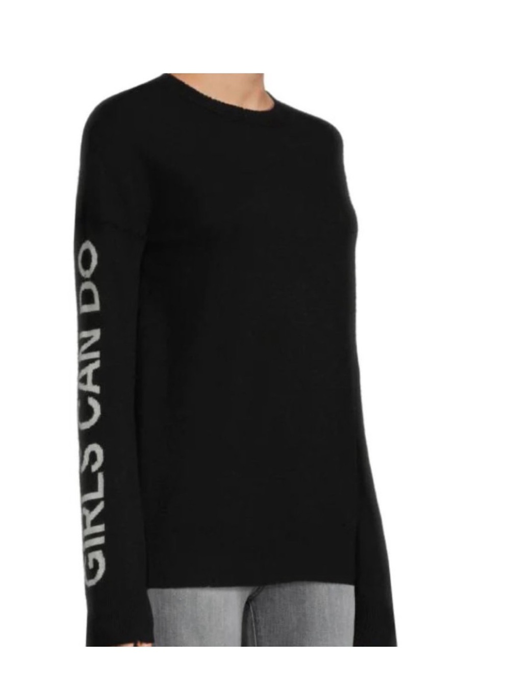 Zadig & Voltaire Gabby Girls Can Do Black Crewneck Sweater